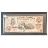 1860 MINERS & PLANTERS BANK - NORTH CAROLINA $5
