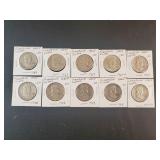 (10) FRANKLIN HALF DOLLARS