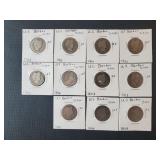 (11) BARBER QUARTERS - $3.75 FACE VALUE
