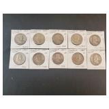 (10) FRANKLIN HALF DOLLARS
