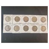(10) FRANKLIN HALF DOLLARS