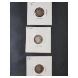 (3) BARBER DIMES: 1901, 1904, 1912-D