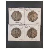 (4) WALKING LIBERTY HALF DOLLARS