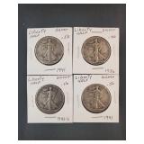 (4) WALKING LIBERTY HALF DOLLARS