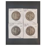(4) WALKING LIBERTY HALF DOLLARS
