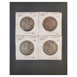 (4) WALKING LIBERTY HALF DOLLARS