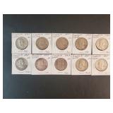 (10) FRANKLIN HALF DOLLARS