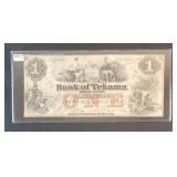 $1 BANK OF TEKAMA NEBRASKA NOTE - 1857