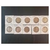 (10) FRANKLIN HALF DOLLARS