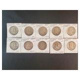 (10) FRANKLIN HALF DOLLARS