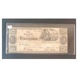 1845 BANK OF LEWISTOWN PENNSYLVANIA $5 NOTE