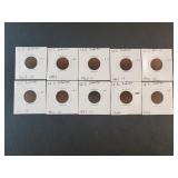 (10) INDIAN HEAD PENNIES