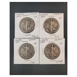 (4) WALKING LIBERTY HALF DOLLARS