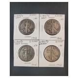 (4) WALKING LIBERTY HALF DOLLARS