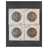 (4) WALKING LIBERTY HALF DOLLARS