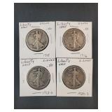 (4) WALKING LIBERTY HALF DOLLARS