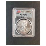 2018 SILVER EAGLE DOLLAR - FIRST STRIKE MS70