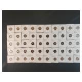 (50) MERCURY DIMES  IN CARBOARD FLIPS 30