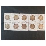 (10) FRANKLIN HALF DOLLARS