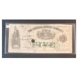 1869 CENTRAL MIN9ING COMPANY $5 NOTE