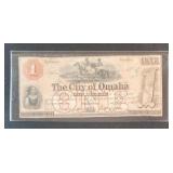 NEBRASKA TERRITORY $1 - CITY OF OMAHA - NOTE