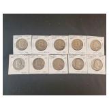 (10) FRANKLIN HALF DOLLARS