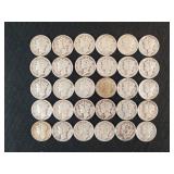 (30) MERCURY DIMES - UNSERCHED