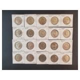 (20) 40% SILVER KENNEDY HALF DOLLARS