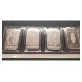 (4)  1 OZ SILVER BARS