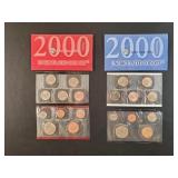 2000 US MINT UNCIRCULATED COIN SETS (P & D)