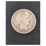 1908-S BARBER HALF DOLLAR