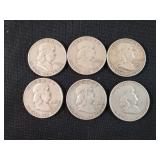(6) FRANKLIN HALF DOLLARS