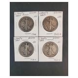 (4) WALKING LIBERTY HALF DOLLARS