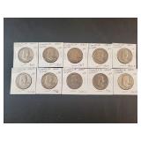 (10) FRANKLIN HALF DOLLARS