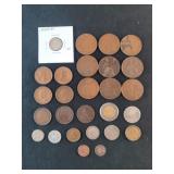 GROUPING OF FORIEGN COINS, 8 LARGE PENCE,