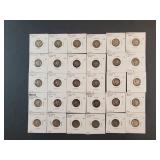 (30) MERCURY DIMES IN CARDBOARD FLIPS