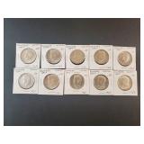 (10) SILVER KENNEDY HALF DOLLARS
