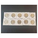 (10) SILVER KENNEDY HALF DOLLARS