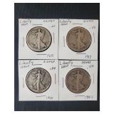 (4) WALKING LIBERTY HALF DOLLARS