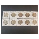 (10) FRANKLIN HALF DOLLARS
