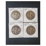 (4)  WALKING LIBERTY HALF DOLLARS