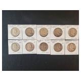 (10) FRANKLIN HALF DOLLARS