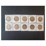 (10) FRANKLIN HALF DOLLARS
