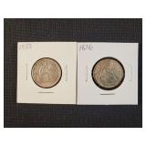 (2) SEATED LIBERTY QUARTERS: