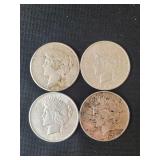 (4) PEACE SILVER DOLLARS - 3- 1922 , 1923
