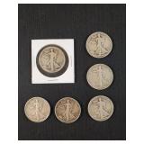 (6) WALKING LIBERTY HALF DOLLARS