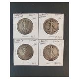 (4) WALKING LIBERTY HALF DOLLARS