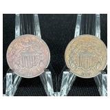 1864 LARGE & SMALL MOTTO 2 CENT PIECES