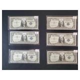(6) 1957 SERIES UNC. SILVER CERTIFICATES