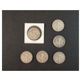 (6) WALKING LIBERTY HALF DOLLARS